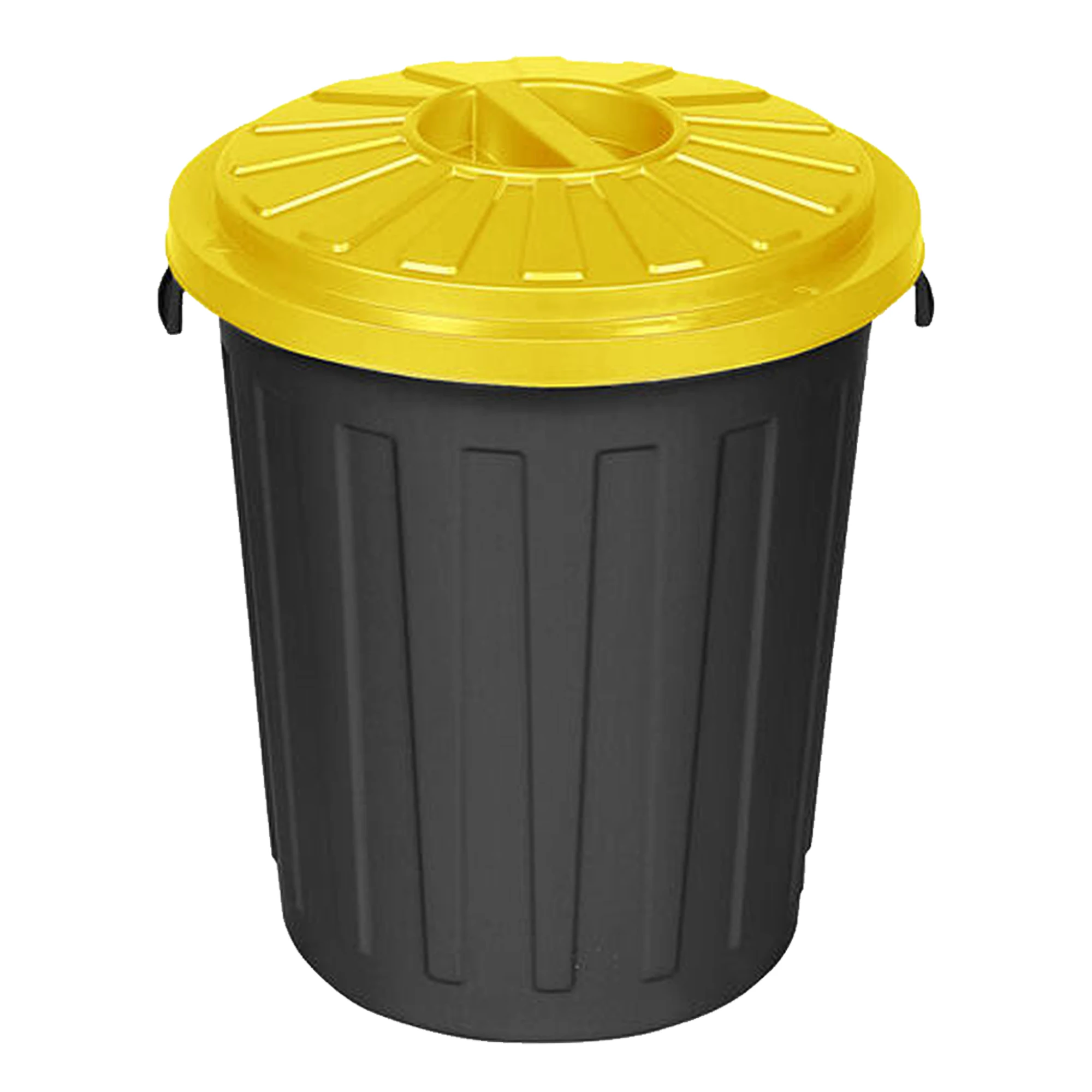 Cubo Basura de plástico con Tapadera, Cubo almacenaje y reciclar, 50  litros (Amarillo)