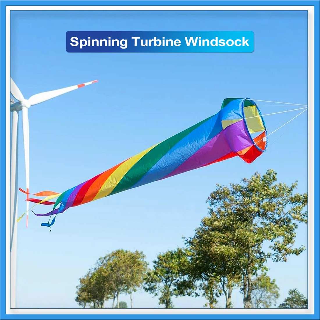 90cm Windsock Kite Rainbow Spinning Turbine Windsock with Ball Bearing