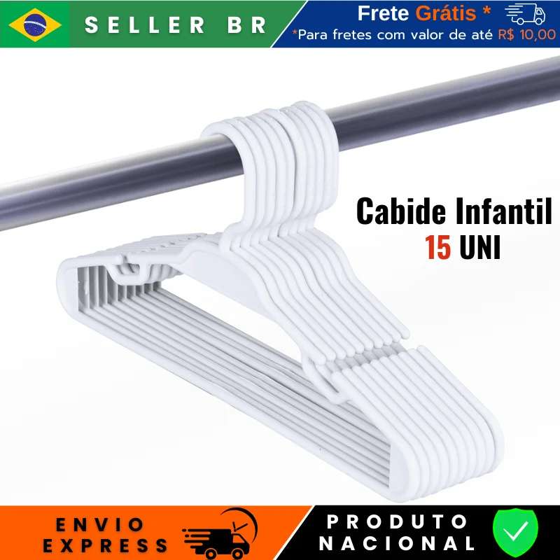 15 Kit 5,5mm Plastic White Children's Hanger for Wardrobe Organizes Children's Clothes Child Resistant Baby