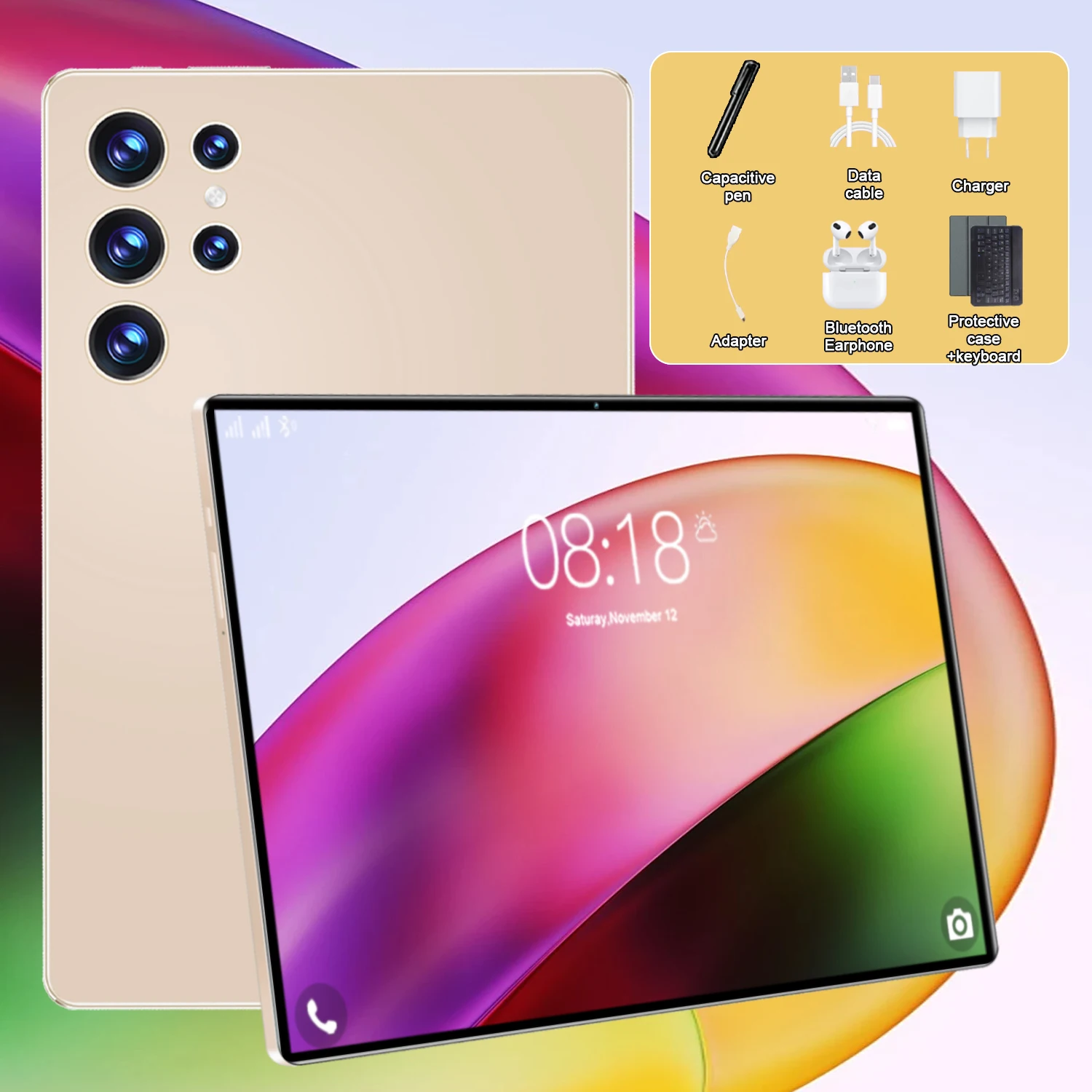 High Rating 10.36" Android 13 14 Core Chip Multifunctional Touch Tablet,16Gb+1Tb,20000Mah Long Battery Life,Dual Sim 5g Stable Wifi, Slim Tablet for Family Entertainment