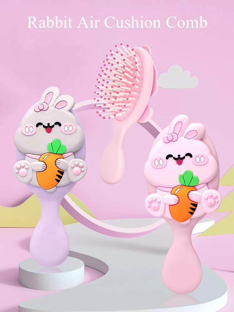 Cute Portable Air Cushion Massage Combs Hairbrush Cartoon Children Comb Foldable Hair Brush Anti-static Hairdressing Tool Kids