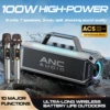 ANC 100W Portable Bluetooth Speaker with dual wireless microphones 12 hours, Hi-Res Audio, Heavy Bass, Waterproof USB/TF/AUX/RGB 1