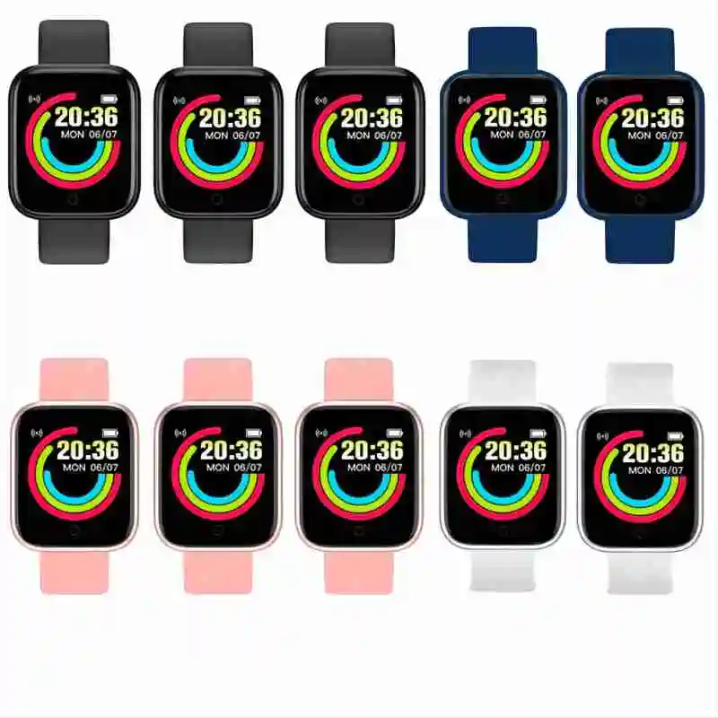 Wholesale 10 Pcs D20 Smart Watch Macaron Mixed Color APP FitPro USB Plug in Charging Custom Picture Wallpaper Smartbracelet Y68