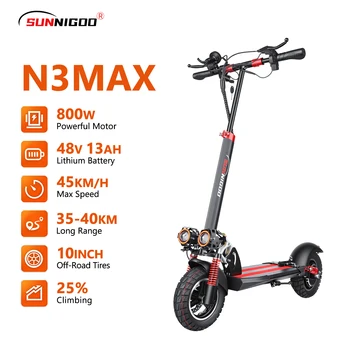 SUNNIGOO N3 Scooter Elettrico 800W Motore 48V13Ah Batteria Per Adulti Sport Strada Montagna E-Scooter Pneumatici Da 10 Pollici Neve Pieghevole EScooter