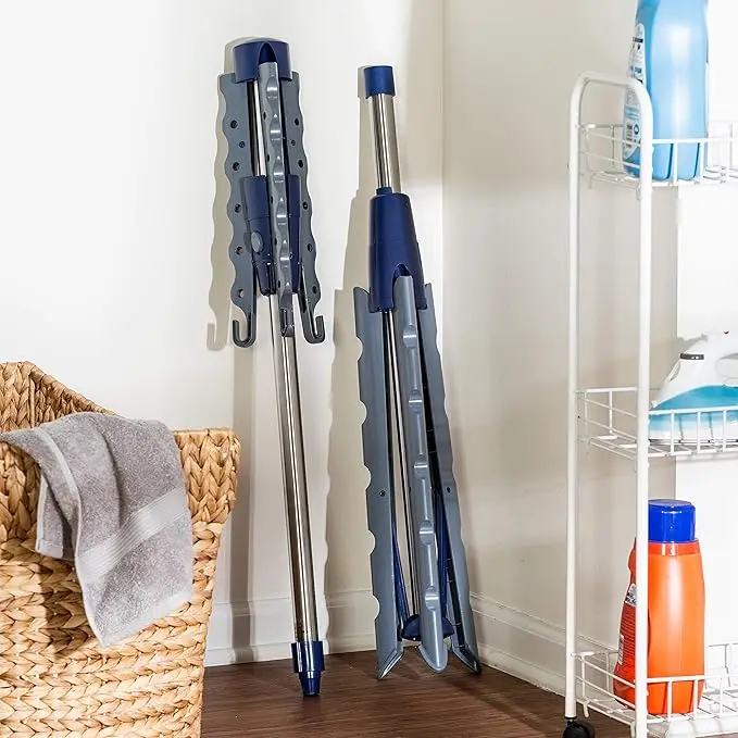 Tripod Clothes Drying Rack, blue, foldable design, ideal for air drying or storage. 3