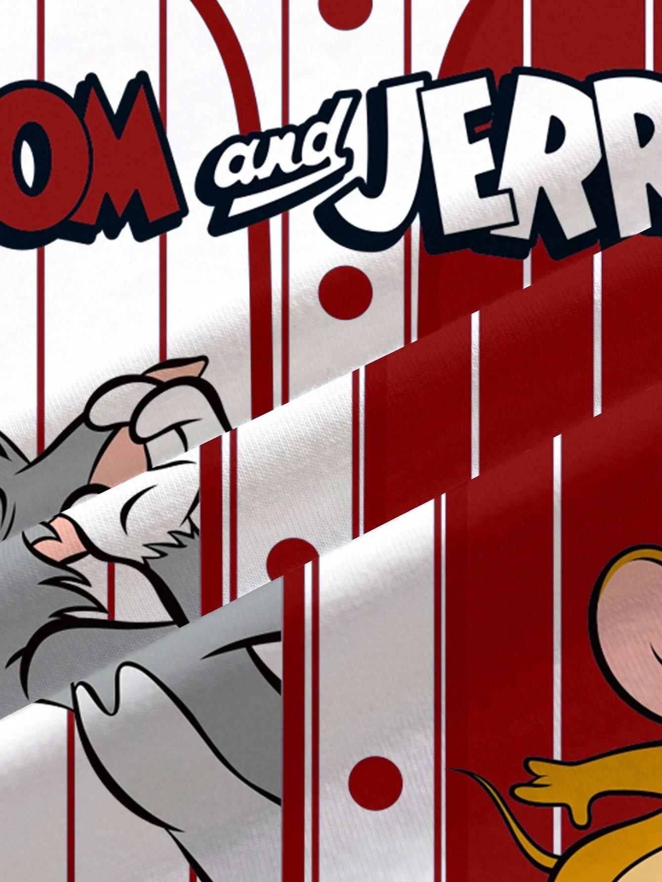 Tom and Jerry Stripe Design Print Summer T-shirt Children's Minimalist Casual Sports Short Sleeve Round Neck Pullover Loose Top 6