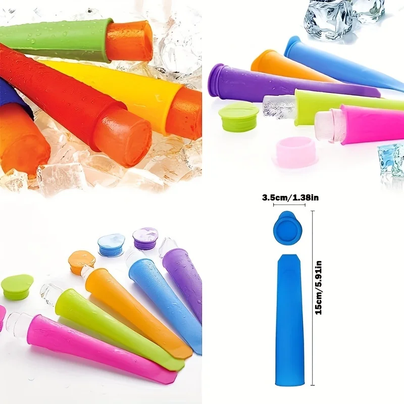 Ice Cream Molds 6 Reusable Silicone Ice Pop Molds Multi Colors Popsicle Maker With Lids