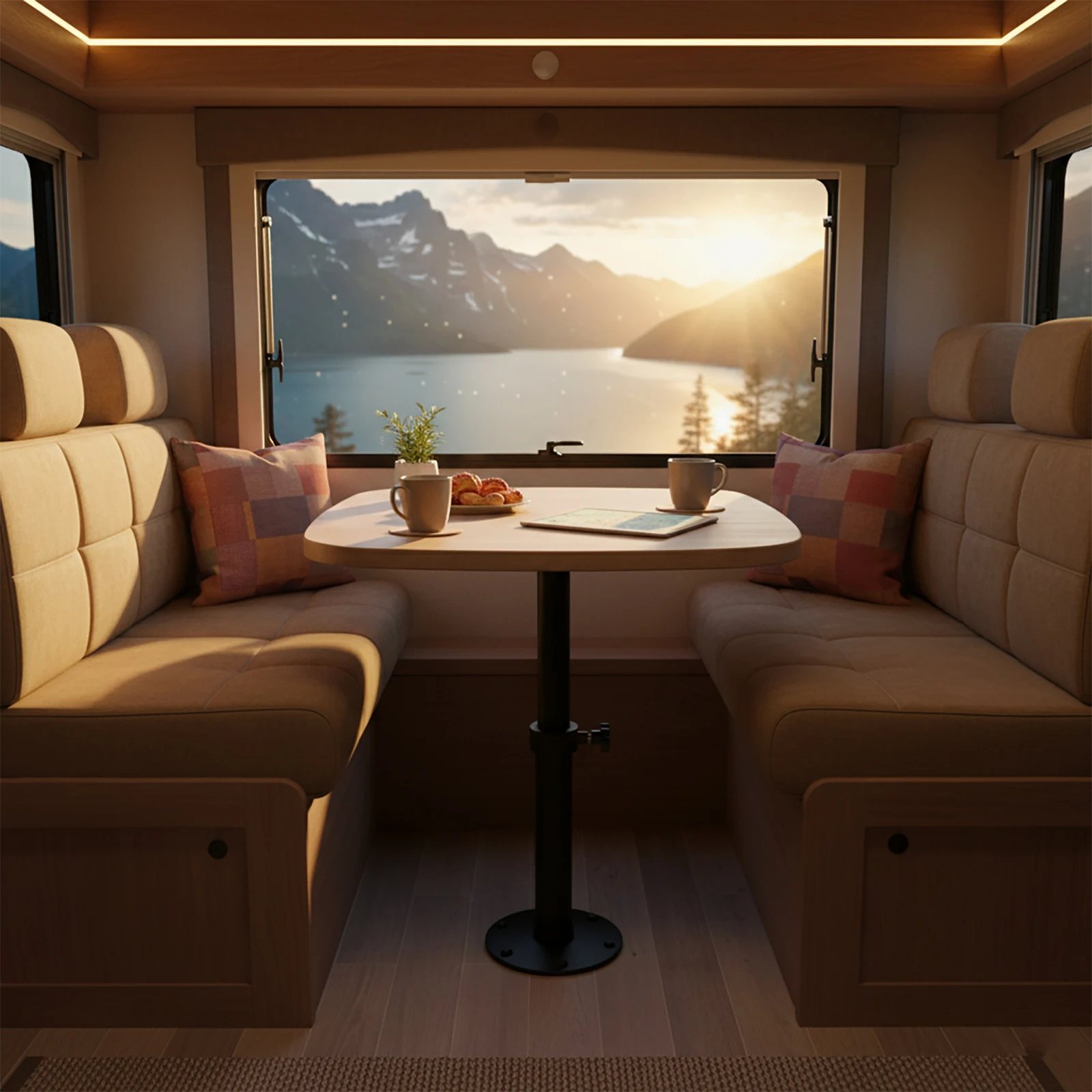 Verstellbares, abnehmbares Tischbein aus Aluminiumlegierung für Wohnmobile, Campingbusse, Yachten, Boote – Schwarzes Marine-Tischsockel-Kit – Detail 4