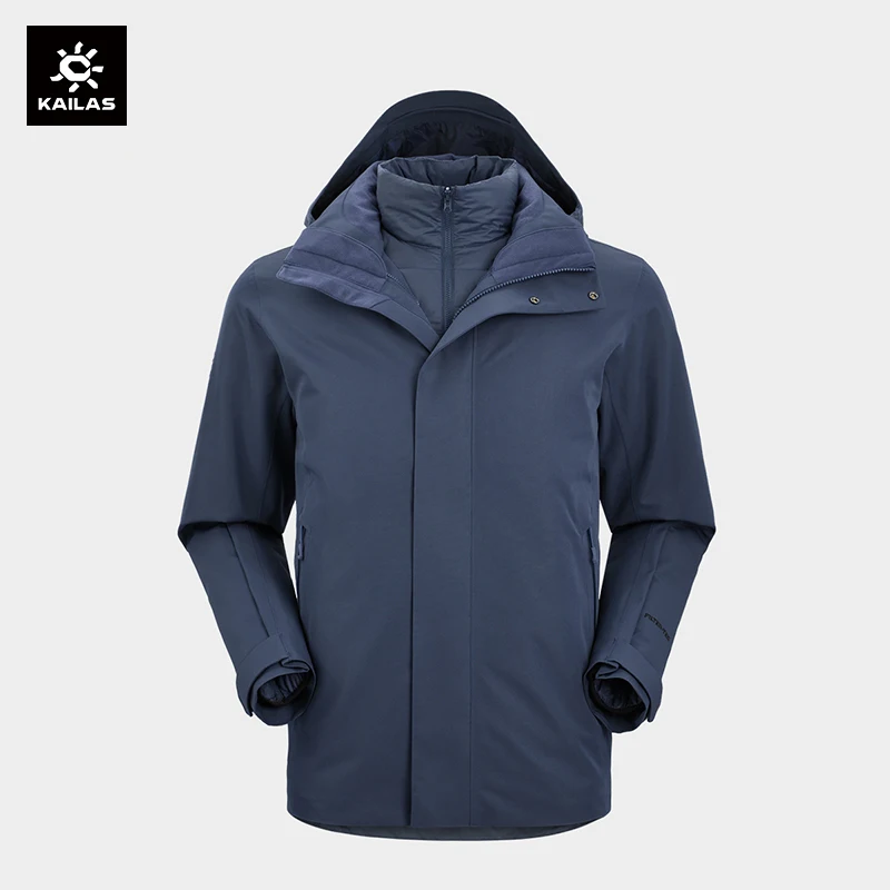 3-in-1 Hooded Jackets for Men Autumn Winter Mountaineering Hiking Jacket Windproof Waterproof Male Down Coats KAILAS KG2341137