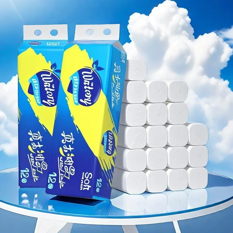 Roll Paper 12 Rolls of Full Box Five Layers Thickened Core Toilet Paper toilet paper