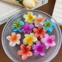 12 Piece Random Mixed Color Egg Flower Hair Clip, Gradient Flower Shaped Design, Elegant And Cute Headwear Set 5