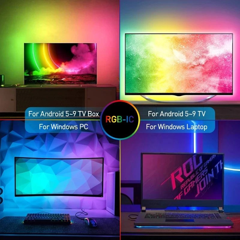  RGBIC LED Ʈ, PC  ǻ  Ʈ, USB 5V  ȭ, ÷ ũ, Ʈ Ʈ, ںƮ  