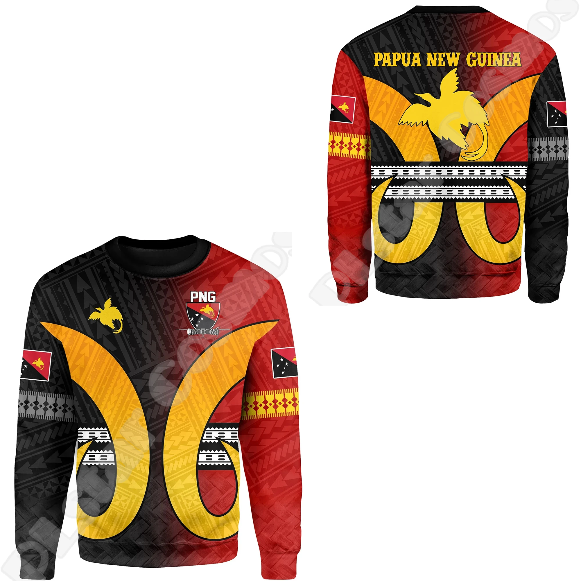 NewFashion Islands Country Flag Papua New Guinea Culture Tribal Tattoo Retro 3DPrint Pullover Harajuku Casual Hoodies Jacket MA1