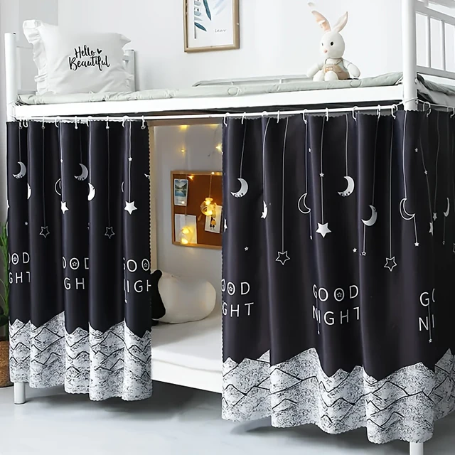 Rideau de lit 1 chambre - occultant, motif étoiles, séparateur de pièce, tissu léger, idéal pour les familles et les dortoirs 1