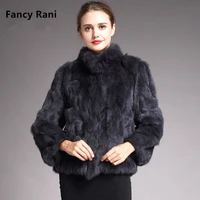 Natural Rabbit Fur Coat Women Winter Jacket Real Leather And Fur Bolero Women's Clothing Female Outerwears With 2024 Black Cold 1