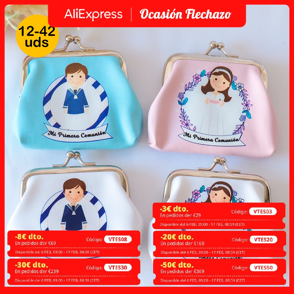 Lote de 12 a 42 unidades de Monederos de Comunión, 4 modelos, Clip de seguridad, Detalles de comunión para los invitados, Regalo personalizado, Detalles para los invitados, Regalos Originales,  Regalantes Store