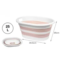 25L / 38L Collapsible Folding Basket, Multipurpose Plastic Bucket for Dirty Clothes, Portable Storage Organizer for Home, Camping, Car and Toys, Gray and Pink 6