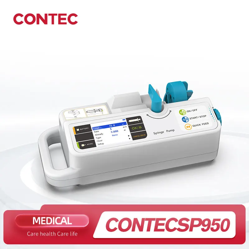 CONTEC Brand Syringe Pump SP950 LCD real-time Alarm Rechargable battery（Human or Veterinary Use)