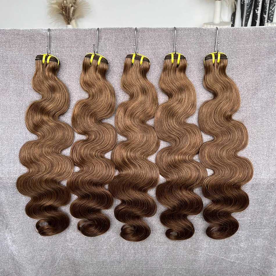 

10A Grade #4 Colored Body Wave 100% Raw Human Hair Bundles 10-24 inches Brown Hair Weave Extensions For Women