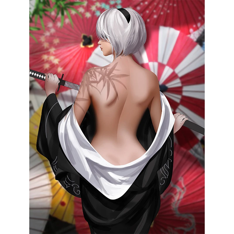 Japanese Cartoons Naked Gitrls - Print Anime Poster Sexy Nude Girl Japanese Kimono Nier 2b Warrior Wall Art  Canvas Painting 50x70 60x90cm Bedroom Decor Picture - Painting &  Calligraphy - AliExpress