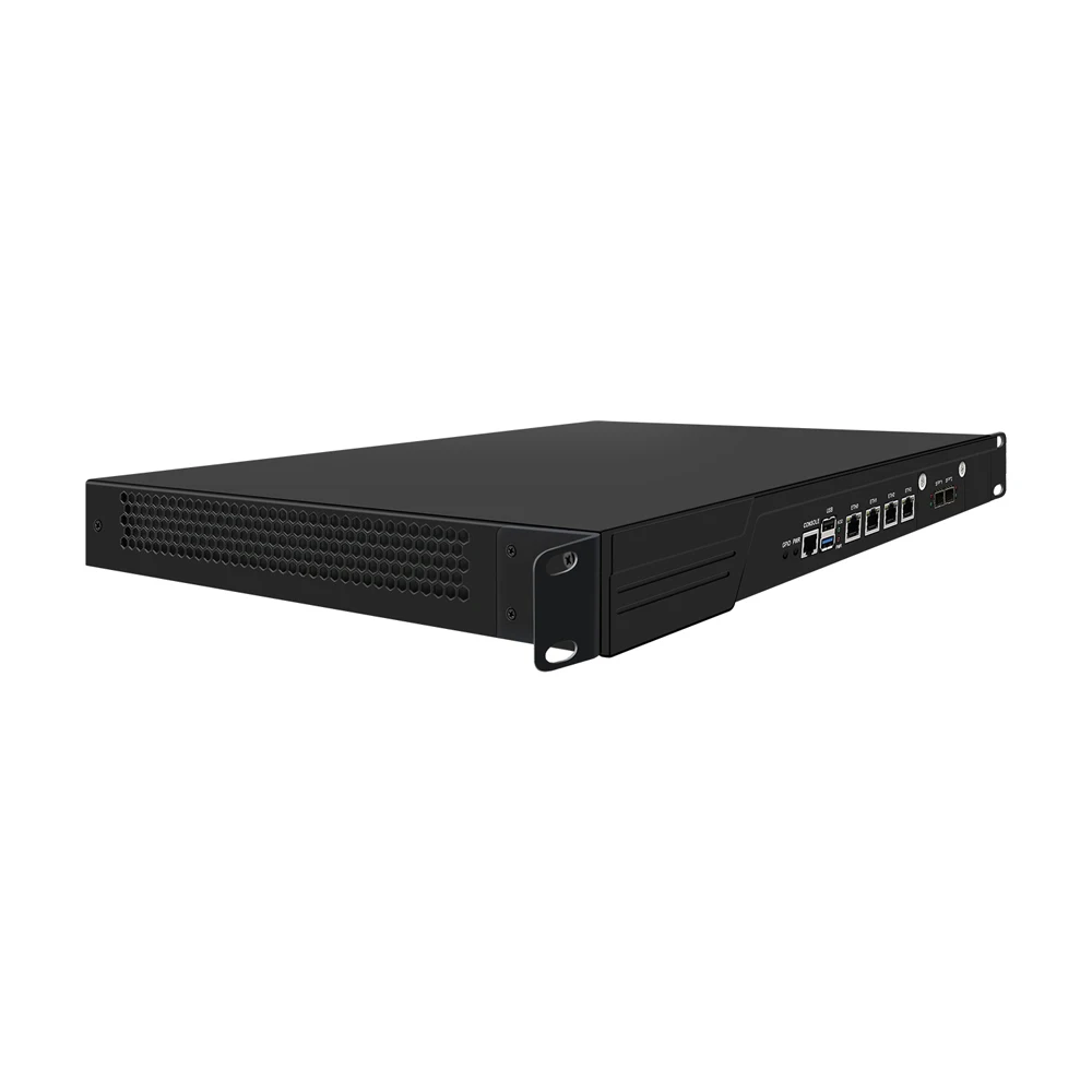 HUNSN 1U Cabinet Firewall Appliance 10GB, Intel N100/N200/I3 N305, RJ54,Network Rackmount, 4 LAN, 2SFP+ 82599es 10 Gigabit,GPIO