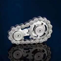 Premium Metal Chain Gear Hand Spinner - Stress Relief and Focus Tool (Silver)
