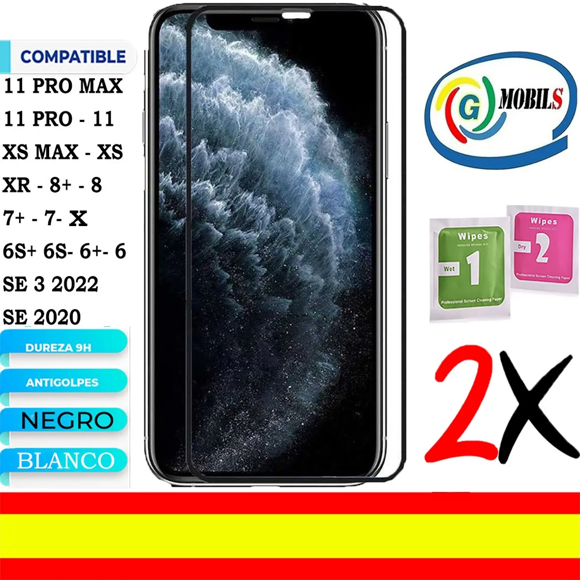 2 Proteggi Schermo Compatibile Apple Iphone 11 Pro Max, 11 Pro, 11, Xs Max, Xs, Xr, X, 8 Plus, 8, 7 Plus, 7, 6S Plus, 6S Plus, 6 Plus, 6 Plus, Se 3 20