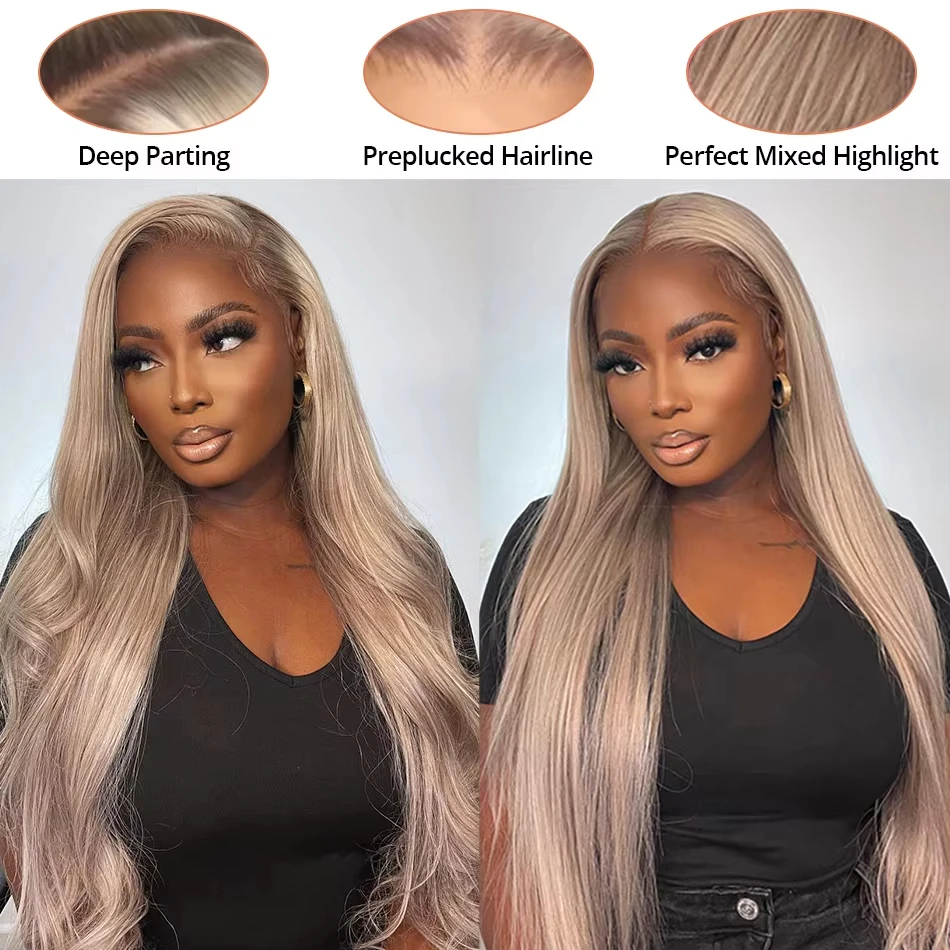 Bone Straight HD 30 36 Inch P18 613 Highlight Blonde 13x4 Lace Front Human Hair Wigs 13X6 Lace Frontal Remy Hair Wig Melodie