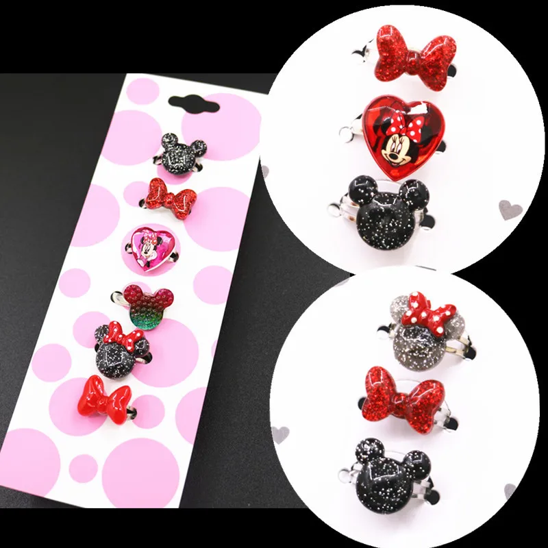 Детское акриловое кольцо с челкой и Минни Микки из мультфильма Детское акриловое кольцо с челкой и Минни Микки из мультфильма