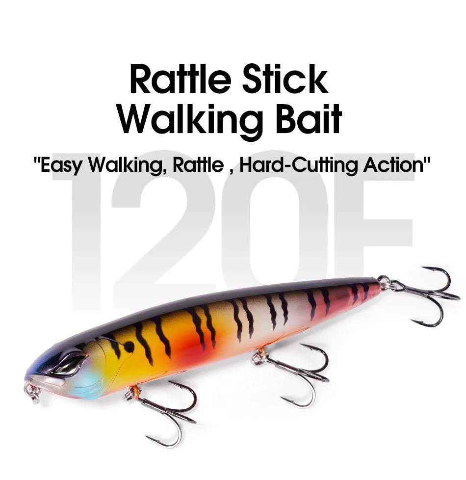 NOEBY Rattle Stickbait Angelköder 120mm 21g Walking the Dog Schwimmender Pencil-Köder für Weitwürfe Harter Wobbler Angelköder – Detail 1