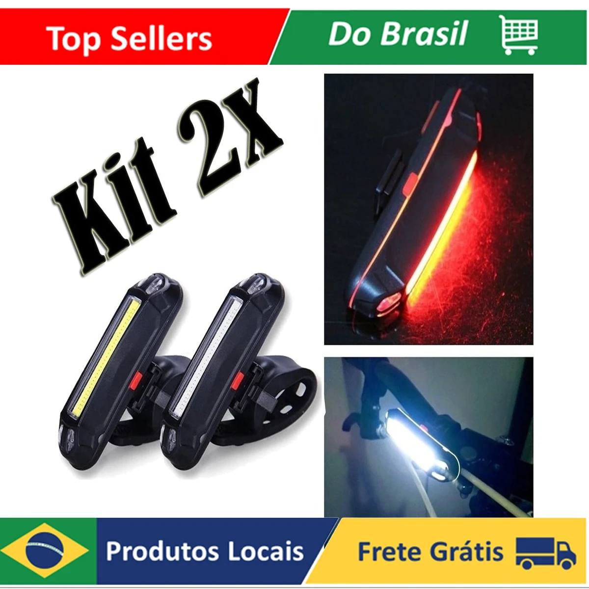 Kit 2 Bike Bike Flashlight Cycling Rear Signal Headlight Led 2261 Light