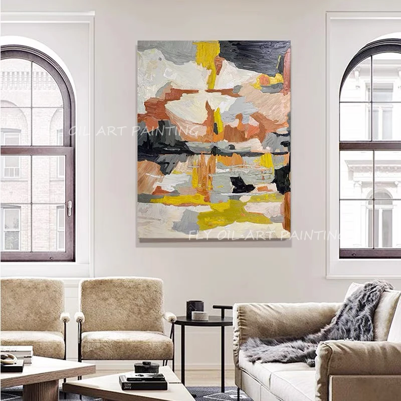 

Brown Canvas Large Size 100% Handpainted canvas hand painted canvas oil painting picture on canvas wall pictures for Corridor