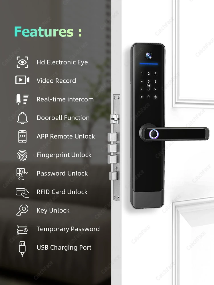 Screen Video Intercom Lock TUYA WIFI Camera Anti-Theft Door Lock Garden Gate Ele