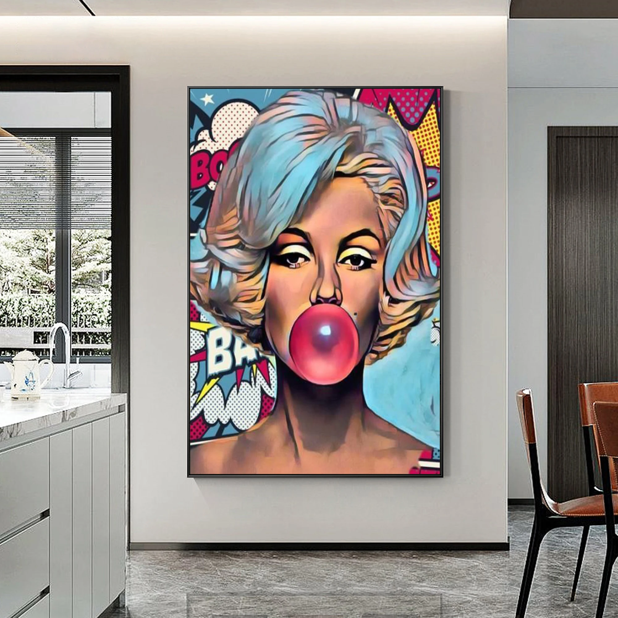 ModernColorfulFacePopArtPaintingOnCanvasAcrylicOilPortrait