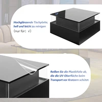 Anajqaqia 70*70*41 cm Table basse LED moderne, noir haute brillance, avec 2 tiroirs et zone d'affichage transparente pour le salon 6