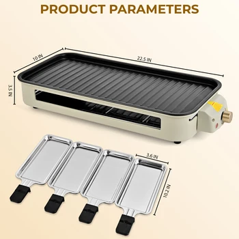 1700W 2-in-1 Smokeless Electric Indoor Grill, Removable Non-Stick Plates Adjustable Temp 120V US Plug for Home Party 7