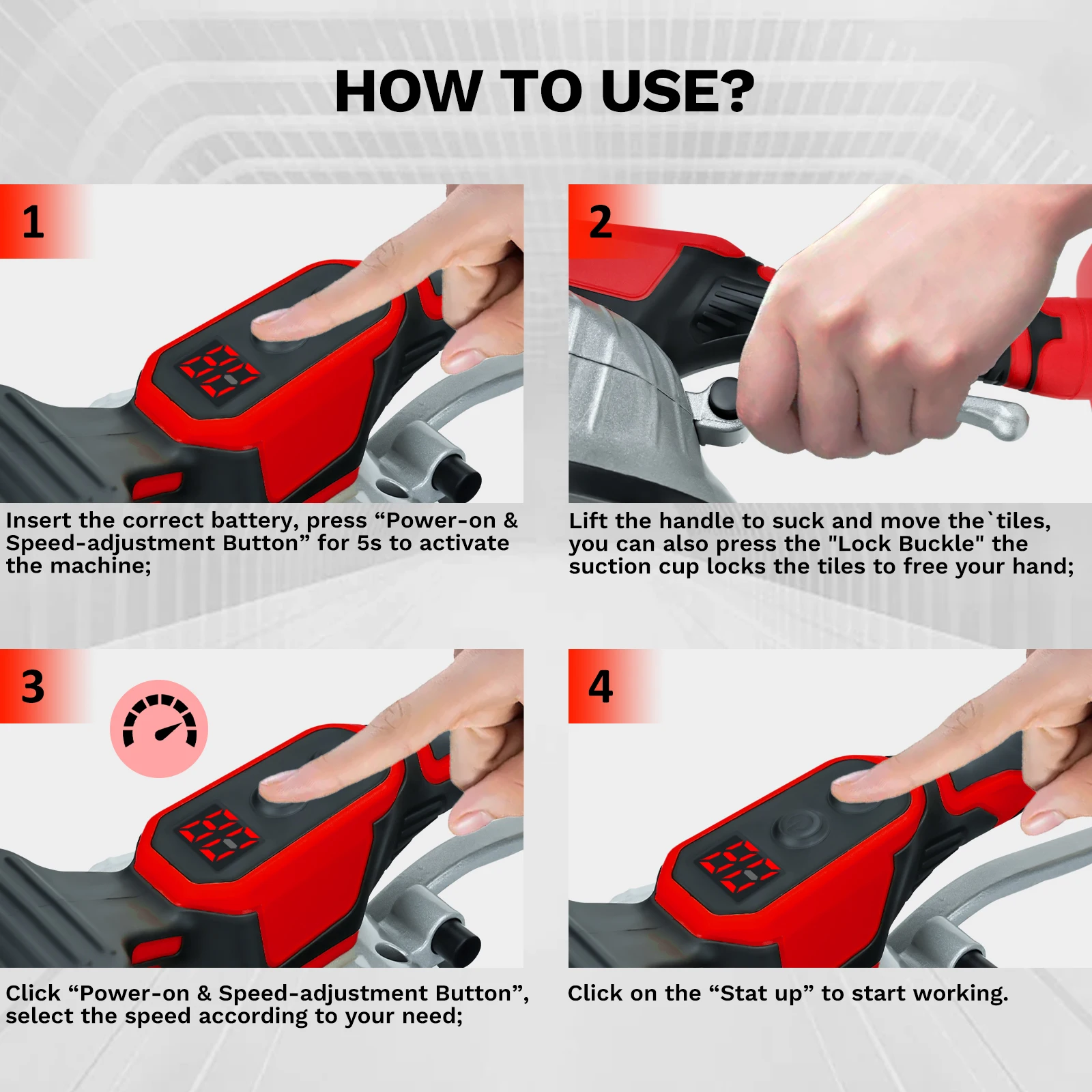 Tile Vibration Leveling Machine Tile Vibrator Tool Cordless Tile Installation To