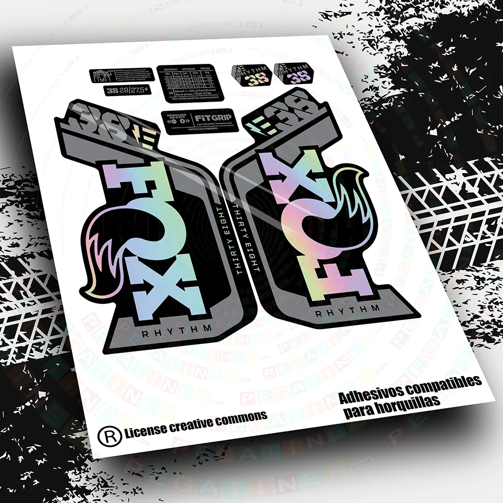 Fox 38 Rhythm E-Bike 2023 Bicolore Wp574 Accessori Ciclismo Vinile Mountain Bike Adesivi Mtb Compatibili