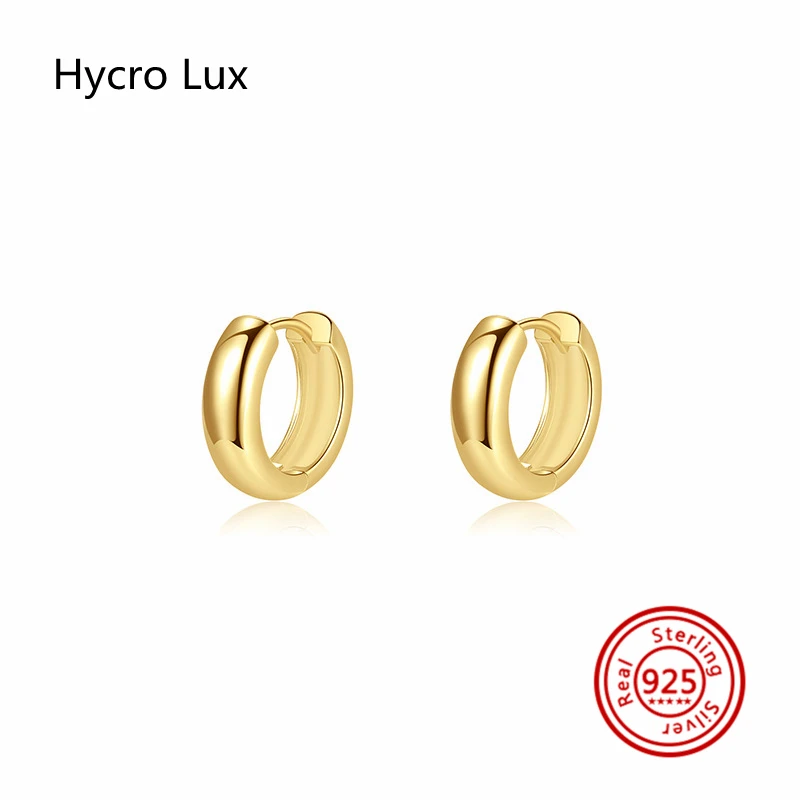

New 925 Sterling Silver Gold Plated Earrings Ins Glossy Round Ear Buckle for Women Luxury Jewelry Christmas Gift Free Shipment