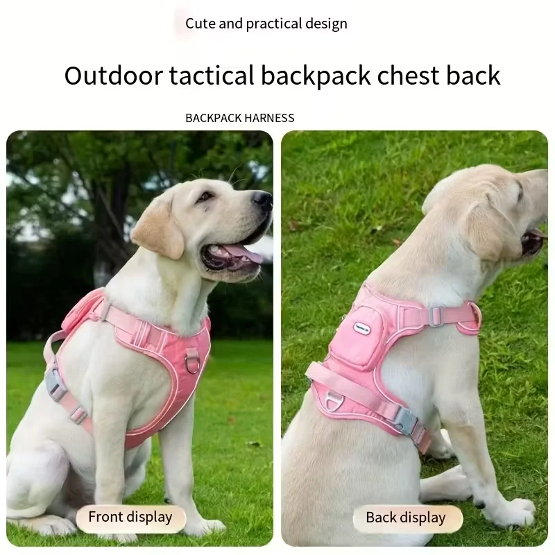 Versatile Dog Harness with Backpack - Breathable, No-Pull, Reflective Safety Design
