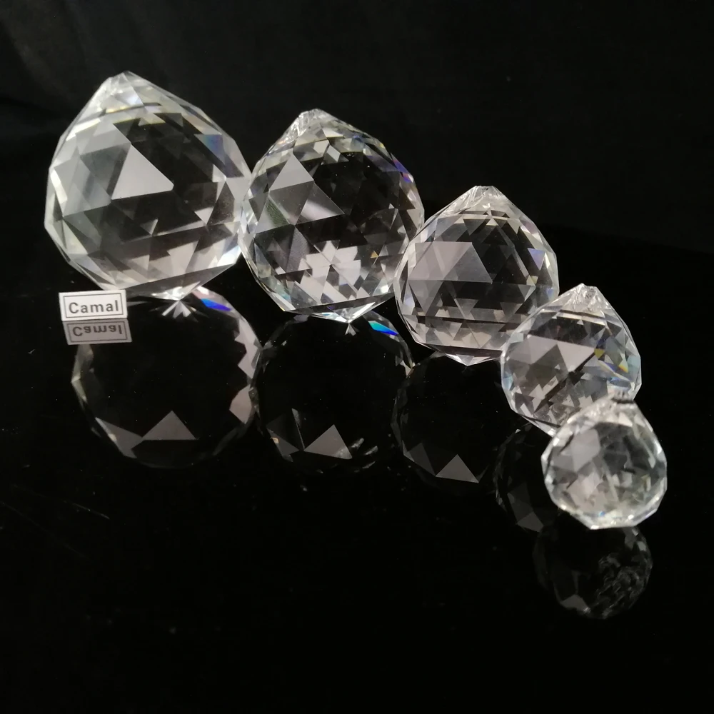 Camal 1PCS 15/20/30/40/50mm Clear Faceted Crystal Ball Glass Prisms Pendant SunCatcher Lamp Lighting Chandelier Part Fengshui