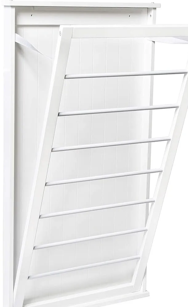 Wall-Mounted Drying Rack, White, Ideal for Laundry or Dish Drying. 6