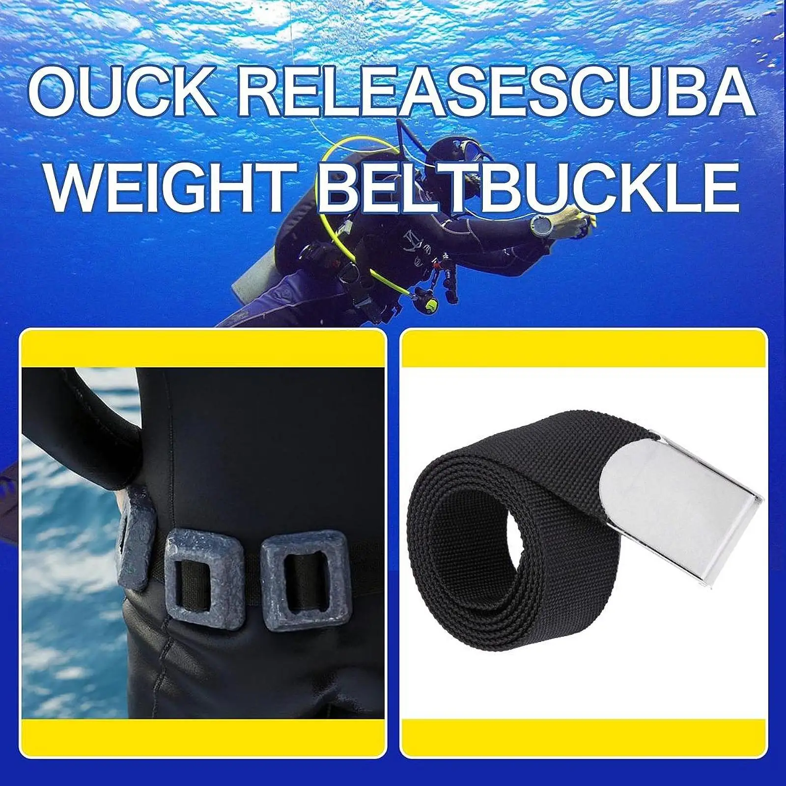 GSYUWIH Set 4 Pesi Da Immersione 0,5 Kg Con Cintura In Nylon, Rivestiti In Gomma, Fibbia Metallica, Per Subacquea E Apnea