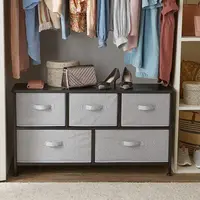 Black Extra Wide Fabric 5 - Drawer Storage Organizer Unit for Closet 2