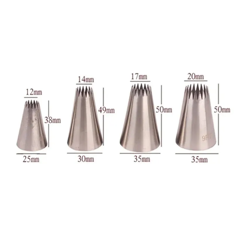 Cake Decorating Tip Set 3pcs Cake tool Baking tools Cake Decorating Tips Set Open Star Piping Nozzles Tips Cupcake Cookies Icing Piping Pastry Nozzles