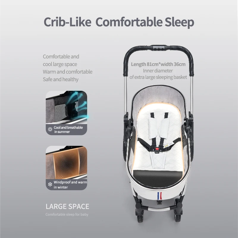 Multi-functional 3 in 1 Baby Stroller High landscape Can Sit Reclining Light Folding Two-way Eggshell design Baby Stroller