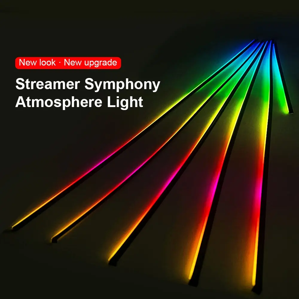 18 In 1 Symphony Streamer Car Ambient Lights Interior LED Acrylic Strip Light RGB 64 Color Decoration Atmosphere Lamp APP Remote