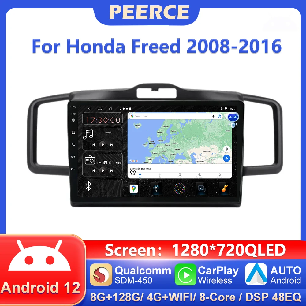 

PEERCE Android 12 Car Radio For Honda Freed 2008-2016 Multimedia Player Auto Carplay Stereo GPS Navigation 2din DVD Head Uni