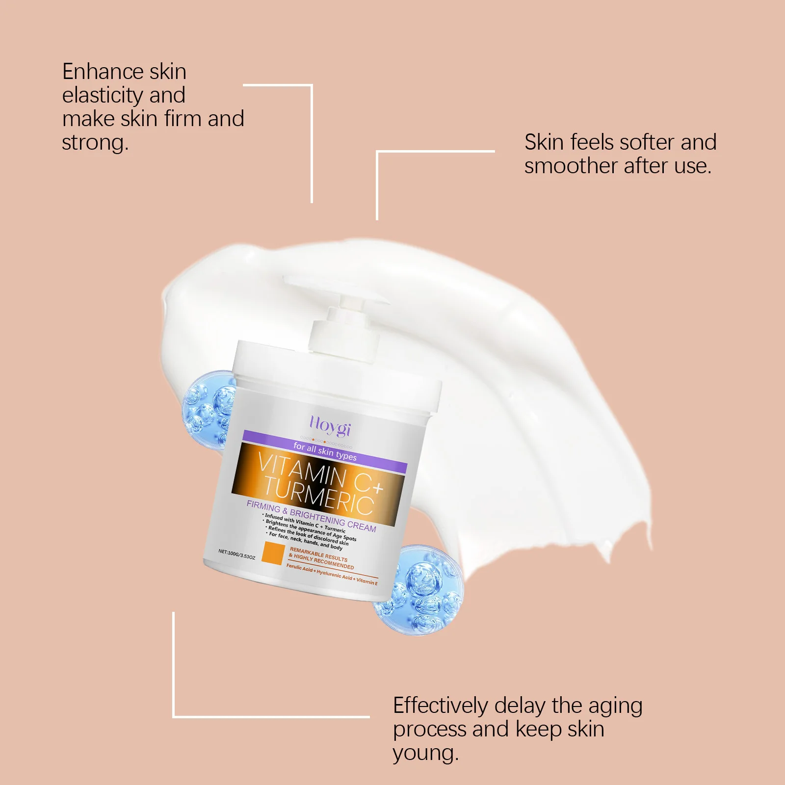 Hoygi Turmeric Body Skin Lotion Moisturizing Improve Skin Elasiticty Reduce Roughness Wrinkle Removal Glowing Skin Lotion