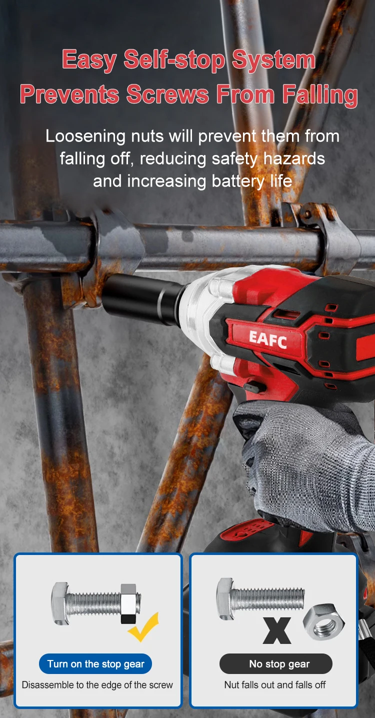 EAFC Elektrischer Schraubenschlüssel, Akku-Bohrschrauber, 350 Nm Drehmoment, Elektrowerkzeuge, Drehmomentschlüssel, wiederaufladbar, USB-Aufladung – Detail 9